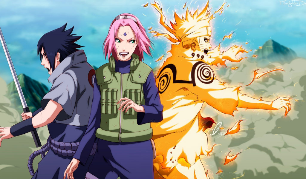 uzumaki naruto, naruto, uchiha sasuke, девушка, аниме, арт, наруто