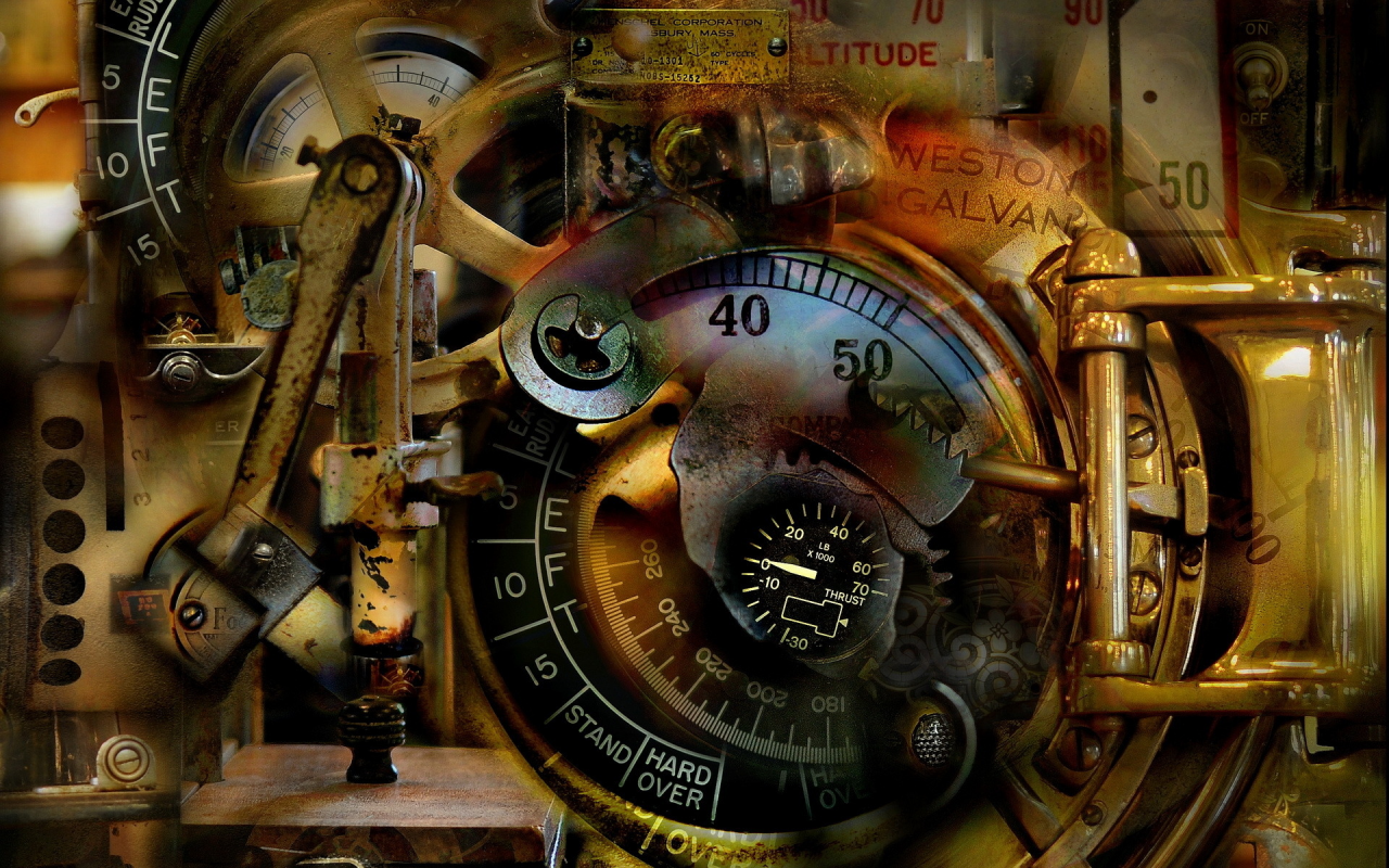 antique, abstract, surreal, mechanical dream