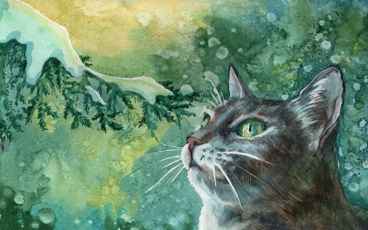 картина, зеленоглазый, арт, кот, painting, живопись, котяра