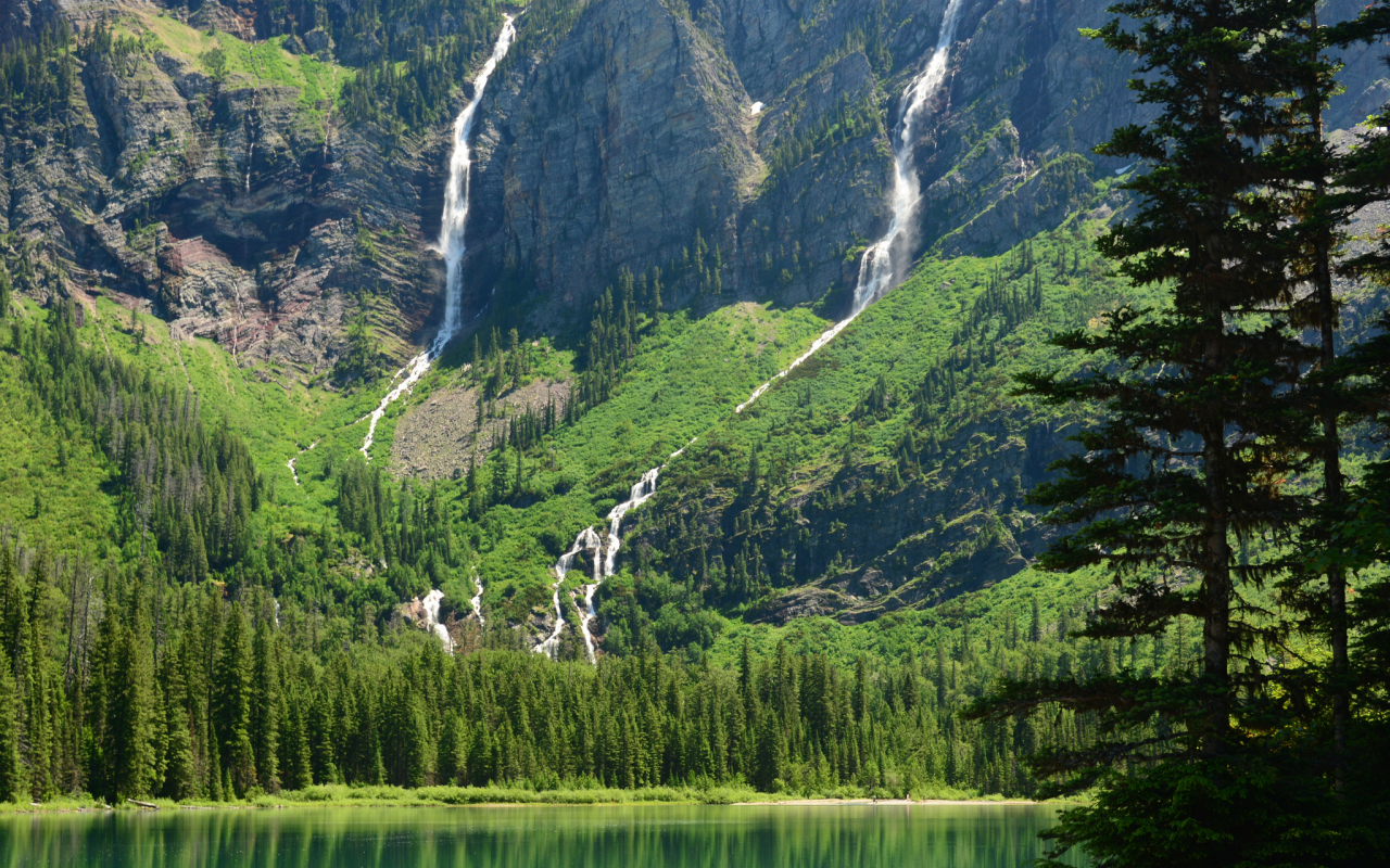 avalanche lake, озеро, montana, монтана, glacier national park, глейшер