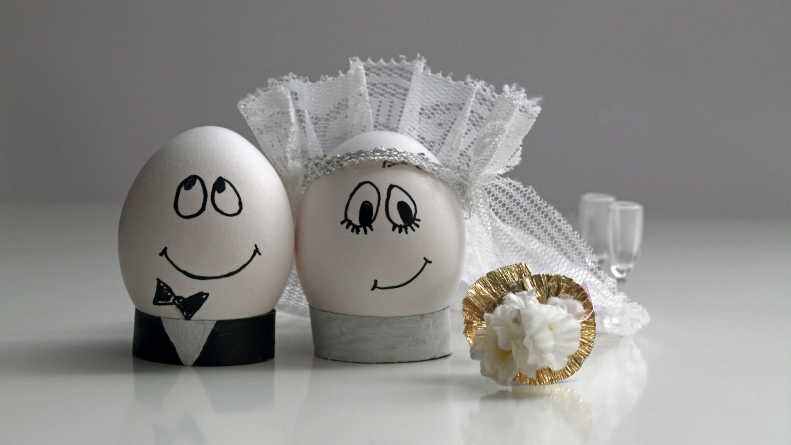 счастье, букет, жених и невеста, яйца, свадьба, фата