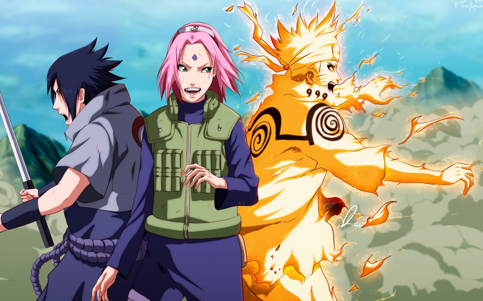 uzumaki naruto, naruto, uchiha sasuke, девушка, аниме, арт, наруто