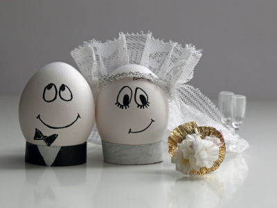 счастье, букет, жених и невеста, яйца, свадьба, фата
