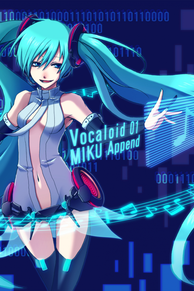 hatsune miku, вокалоид, арт, vocaloid, девушка, ноты, miku append