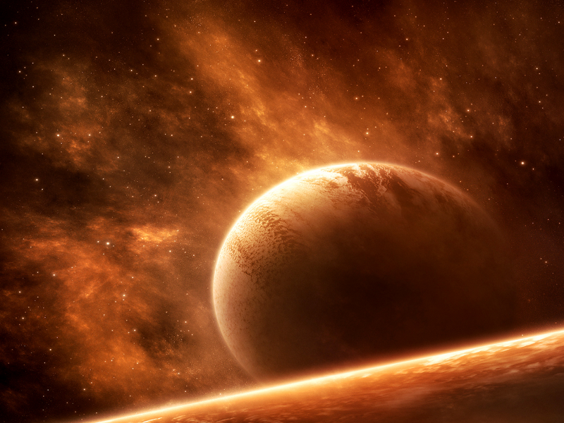 planet, sci fi, red, light