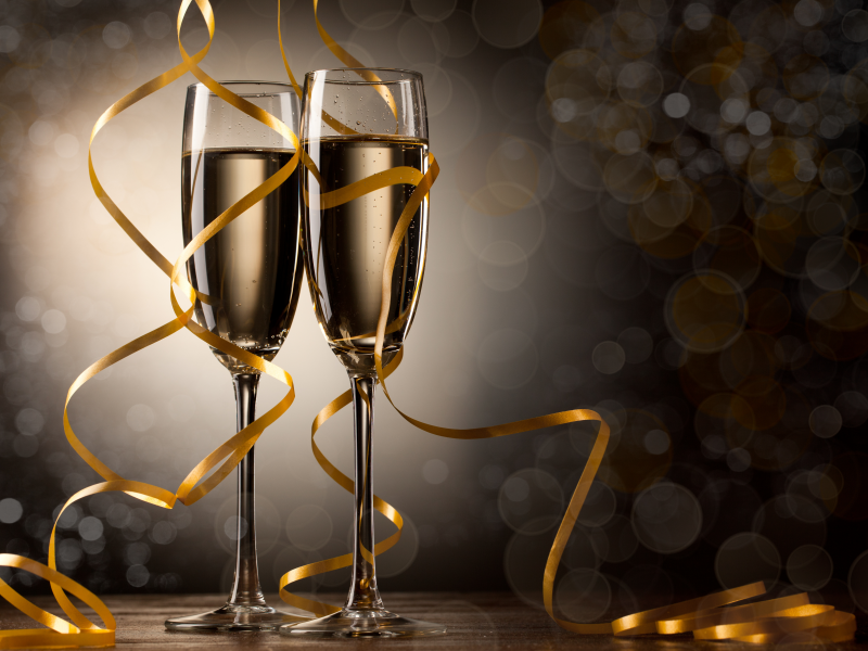 champagne, ribbon, christmas, шампанского, merry christmas, happy new year, holiday