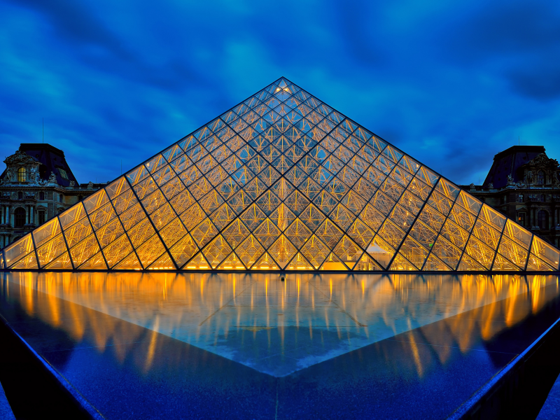 пирамида, париж, музей, франция, лувр