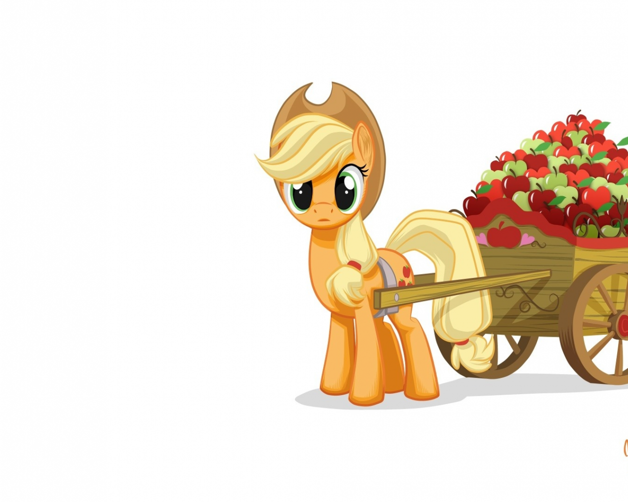 mysticalpha, повозка, my little pony, applejack, пони, яблоки