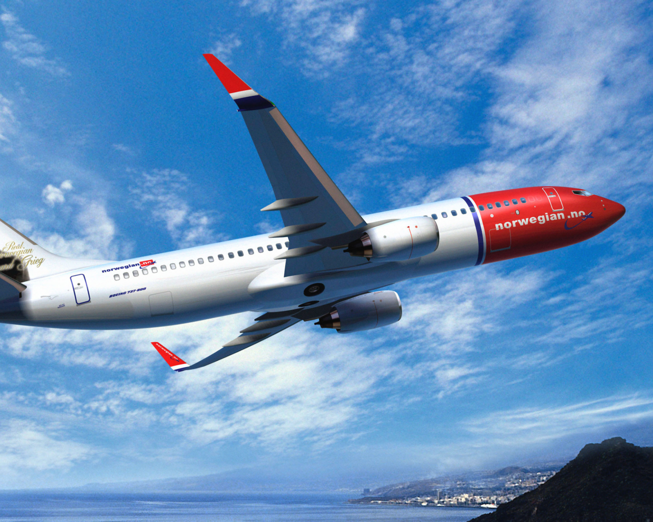 norwegian air, boeing, 737, самолет, небо, авиалайнер, летит
