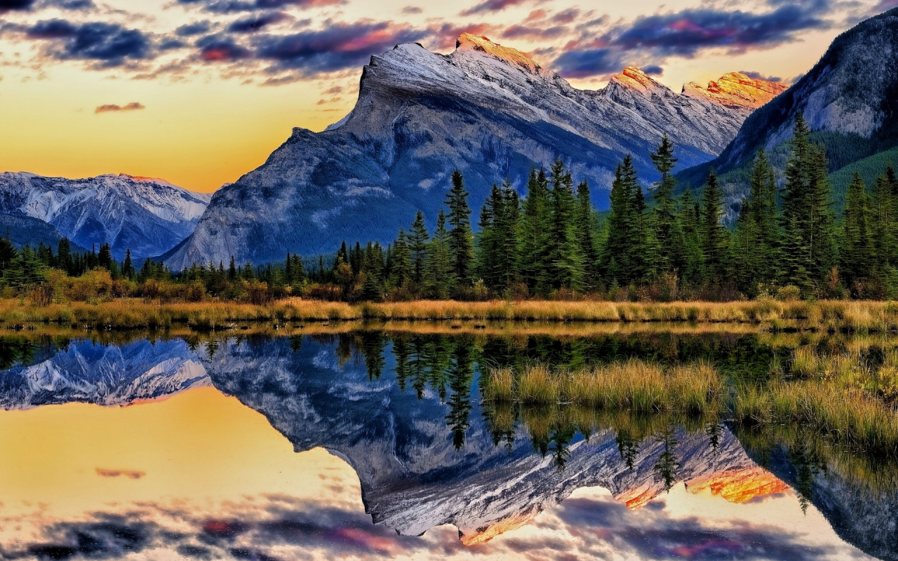 alberta, mount rundle, banff national park, банф, vermillion lakes, альберта, canada