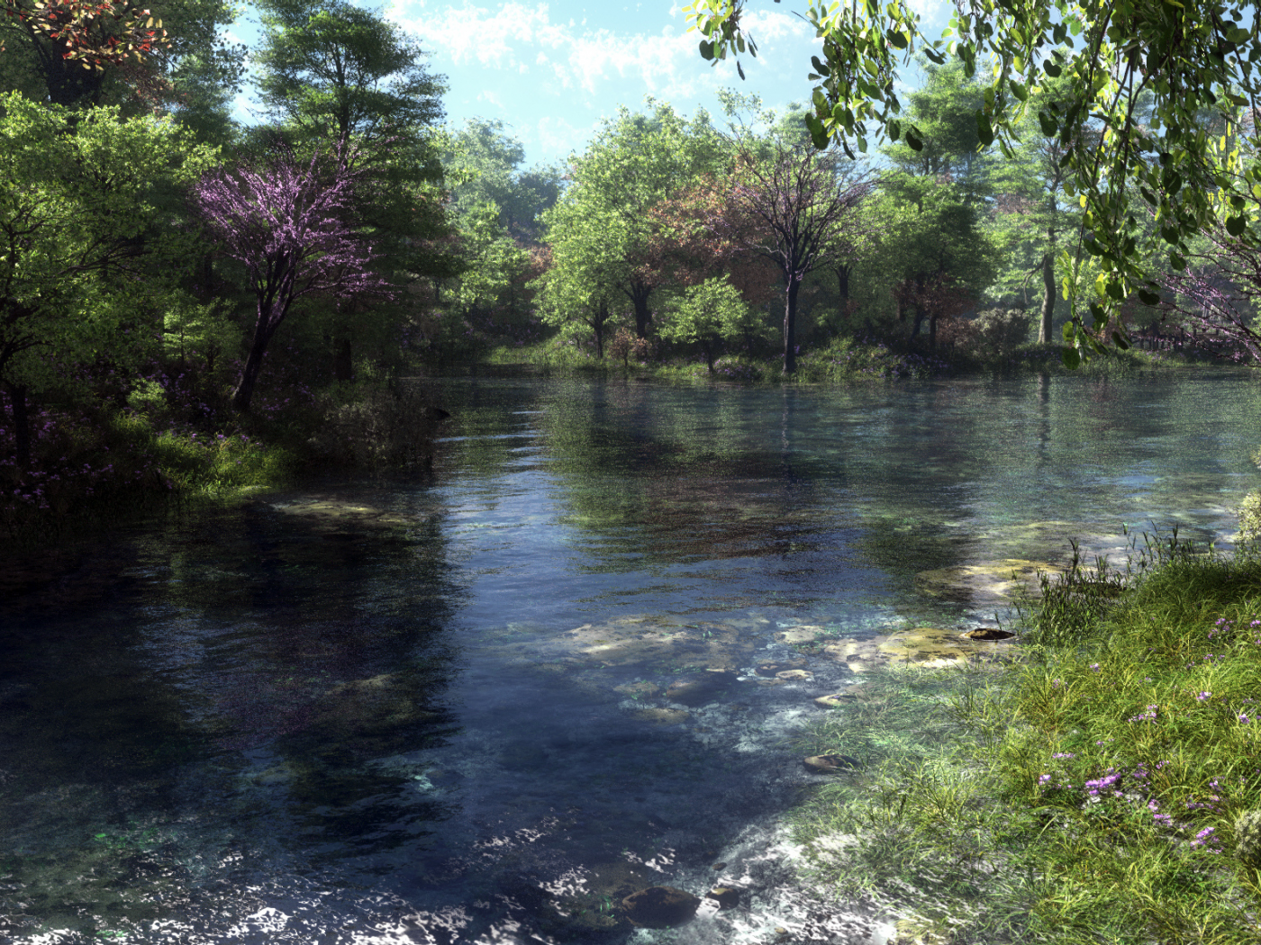 арт, klontak, река, деревья, my fishing spot