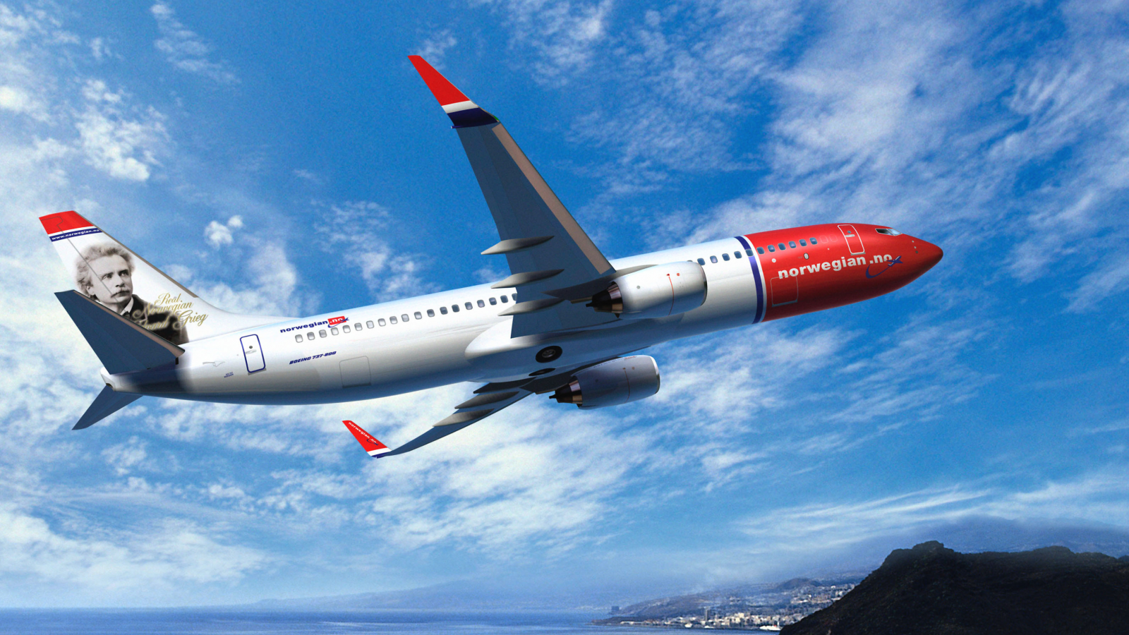 norwegian air, boeing, 737, самолет, небо, авиалайнер, летит