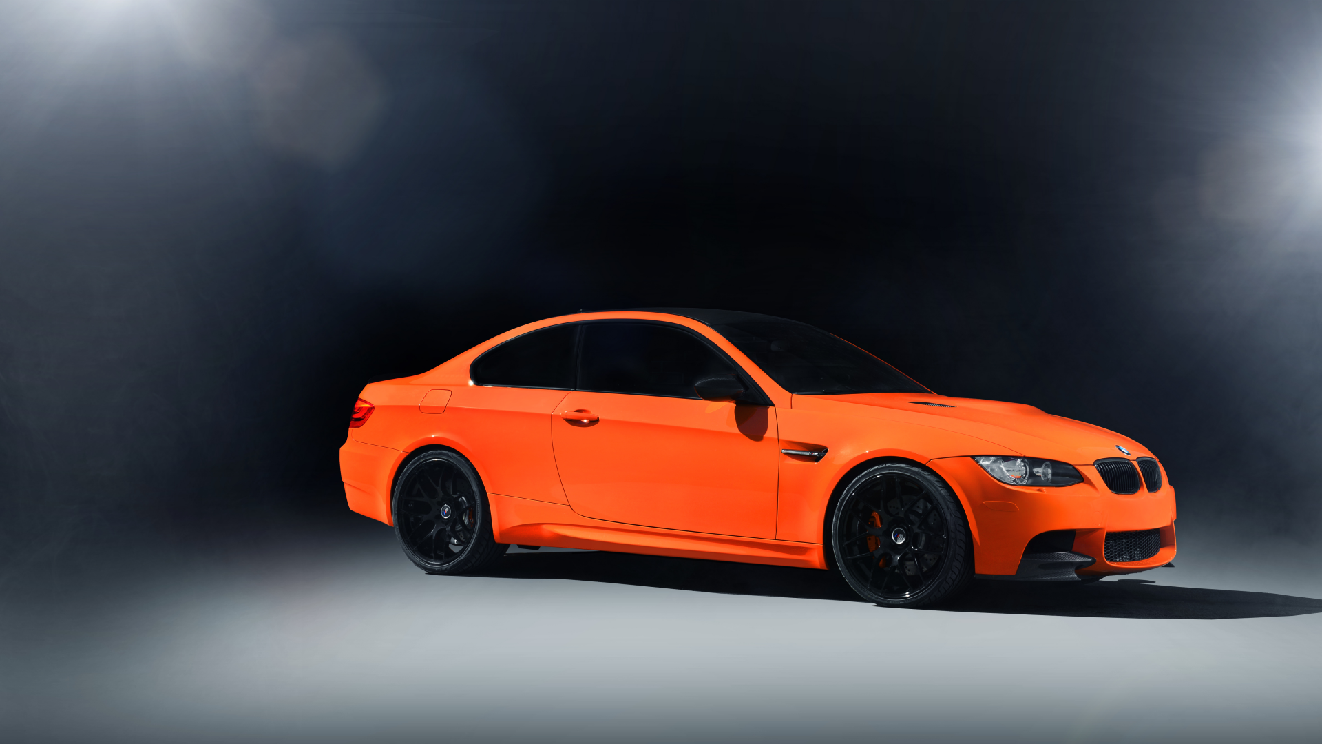 бмв, m3, front, оранжевый, блики, bmw, e92, orange, свет