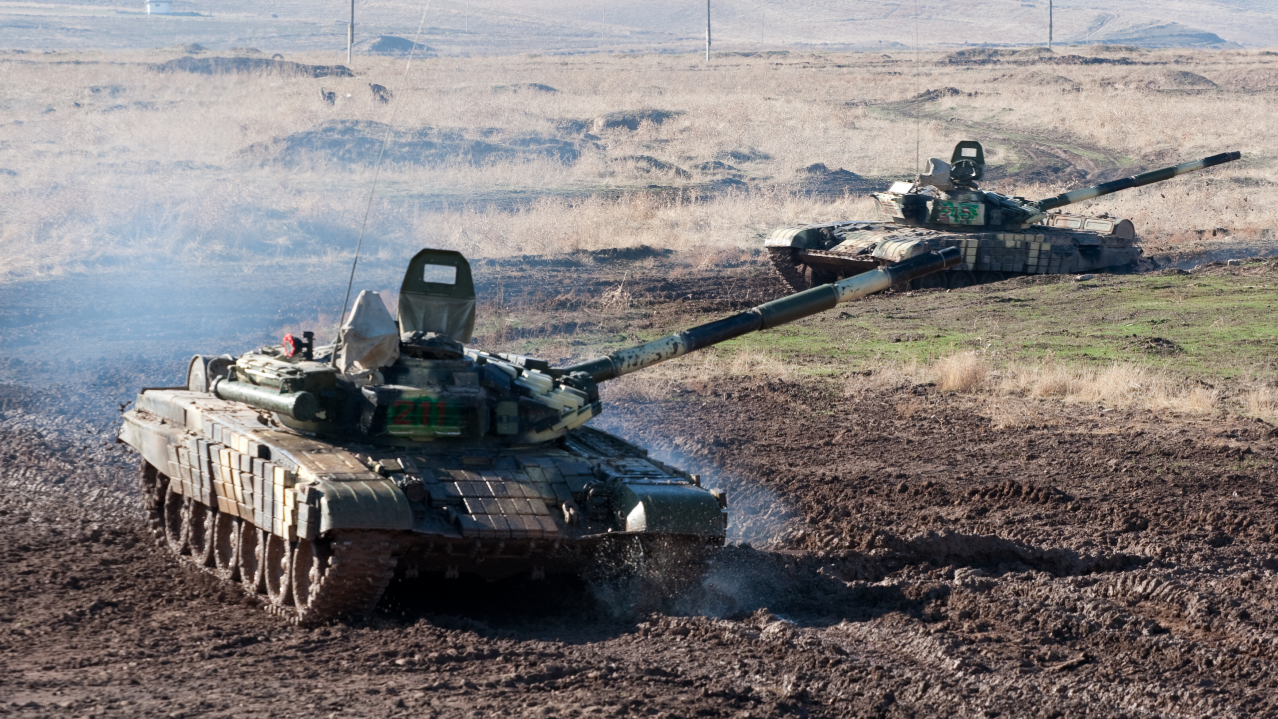 грязь, т-72б, предгорье, с, дорога, боевые танки