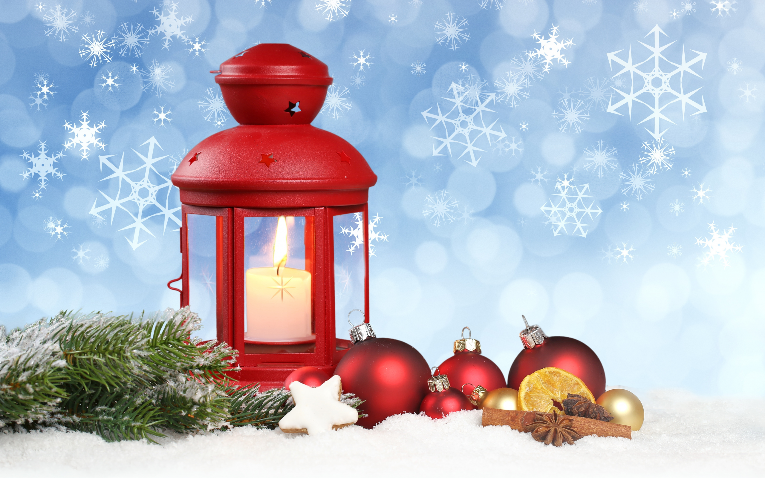 snow , lantern, stars, merry christmas, balls, ornaments, new year, snowflake, новый год