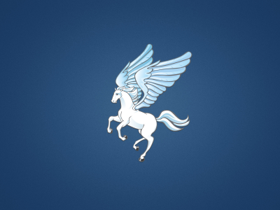 лошадь, белая, синий фон, пегас, крылья, pegasus