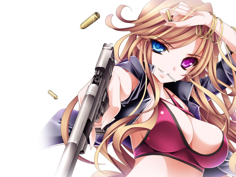 арт, daifuku, пистолет, девушка, патроны, moneti, оружие