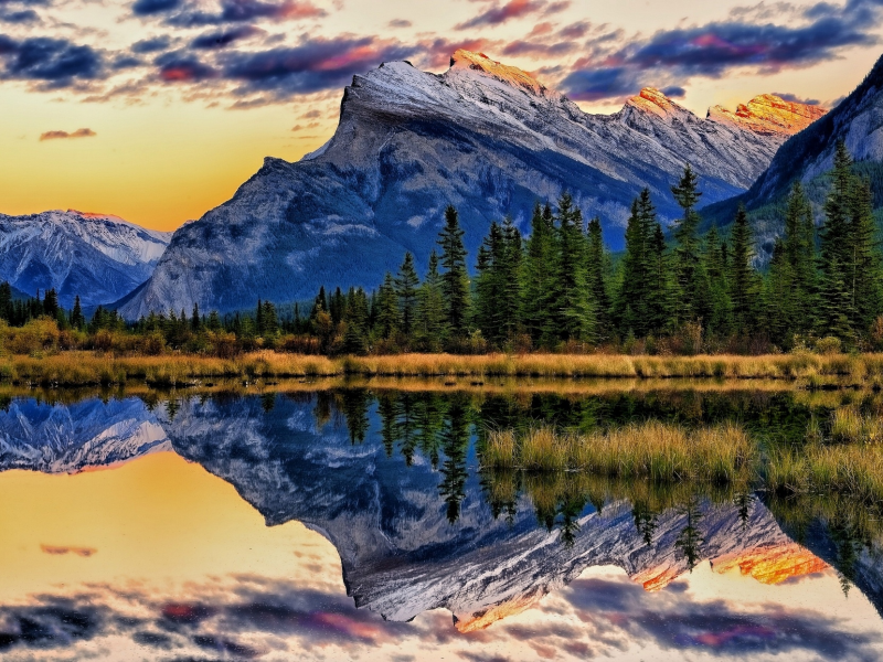 alberta, mount rundle, banff national park, банф, vermillion lakes, альберта, canada