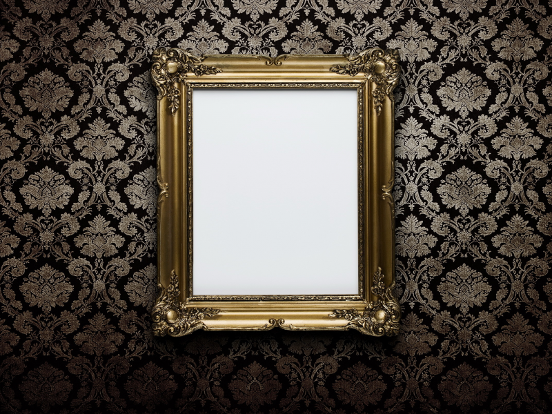 frame, wall, white, gold