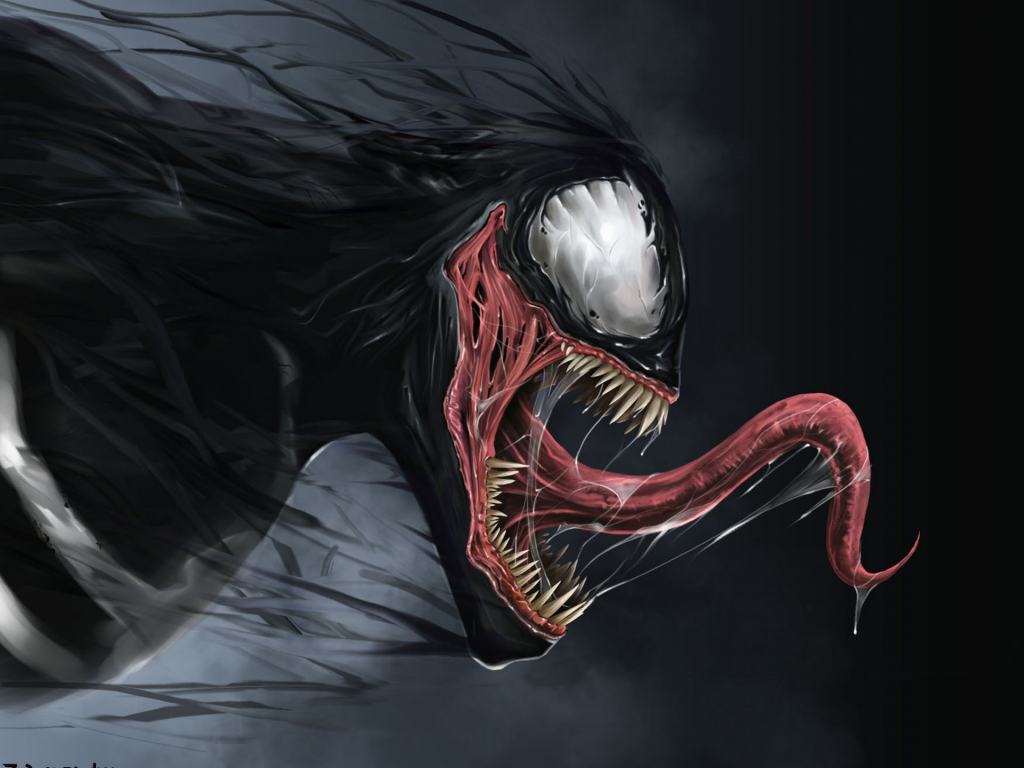 venom, веном, marvel, comics, слюна, язык