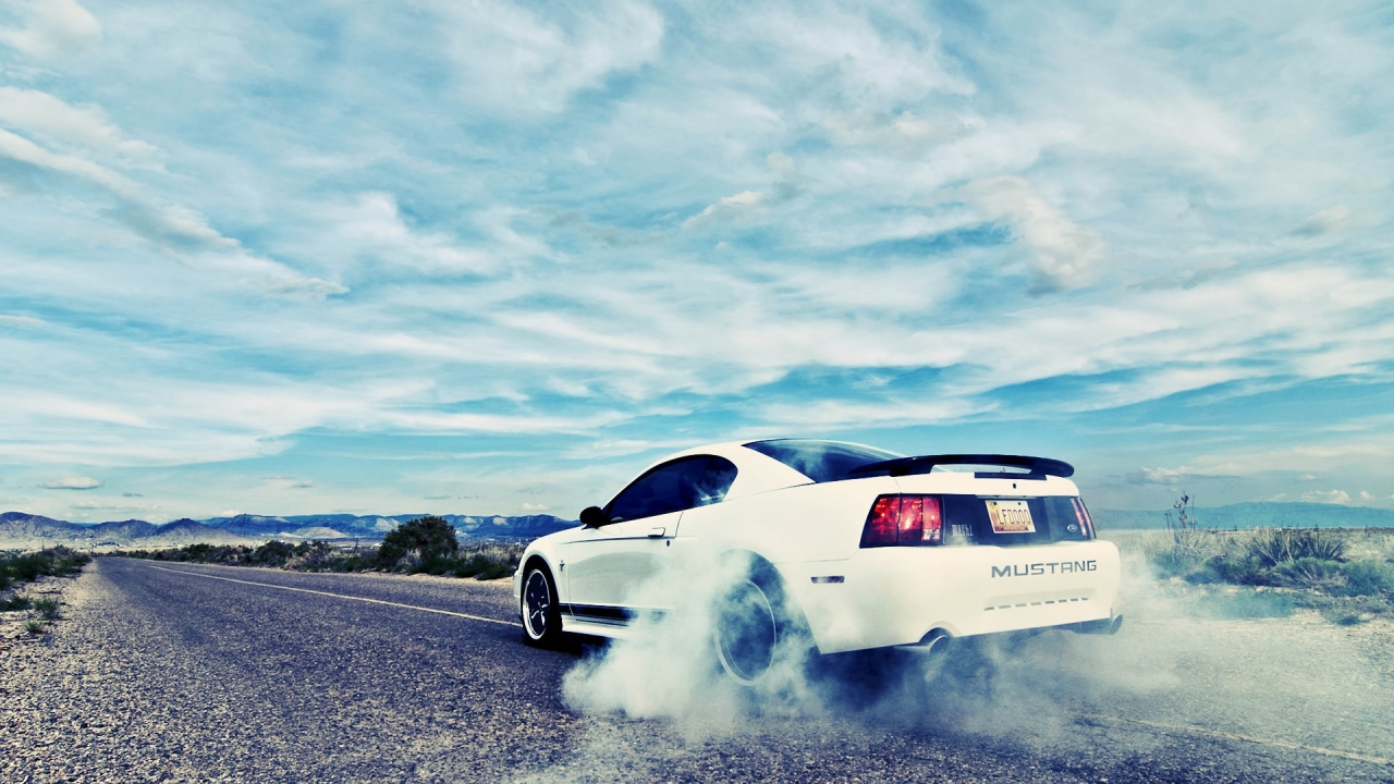 купе, автообои, road, ford mustang, мустанг, burnout