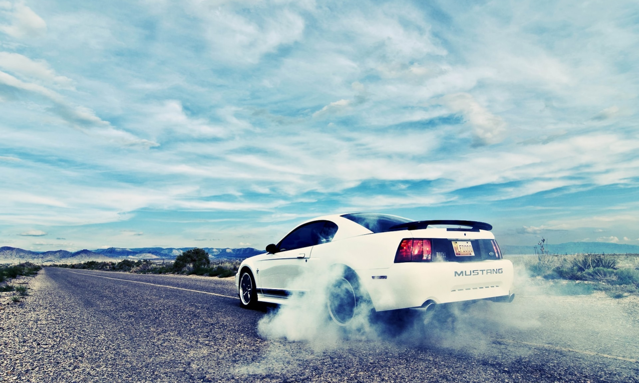 купе, автообои, road, ford mustang, мустанг, burnout