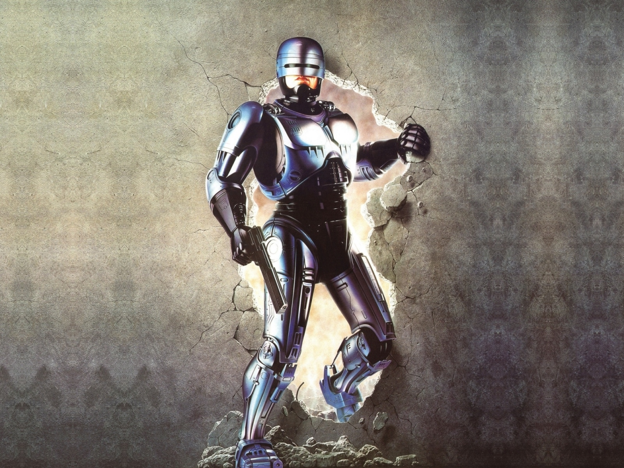 robocop, стена, робокоп, фон, робот-полицейский, киборг