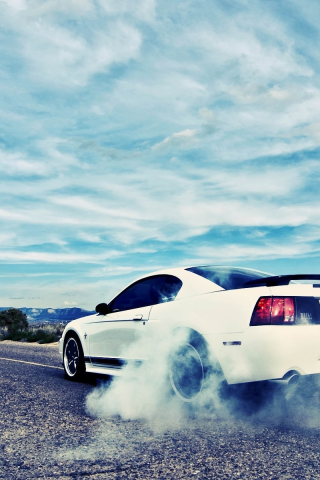 купе, автообои, road, ford mustang, мустанг, burnout