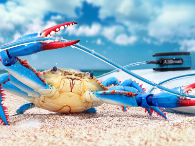 рендеринг, digital art, краб, blue crab, render
