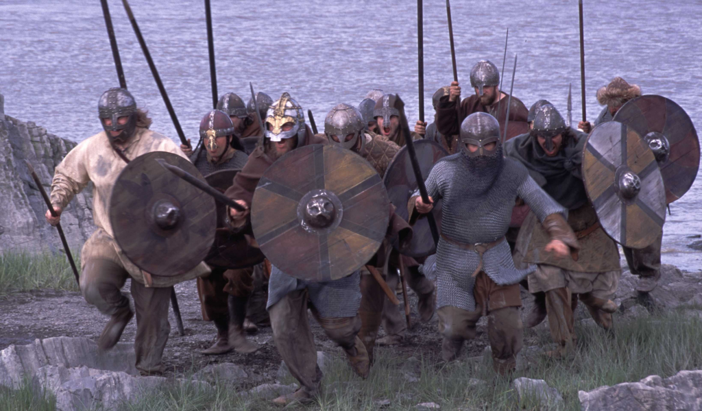 атака, копья, викинги, щит, скандинавия