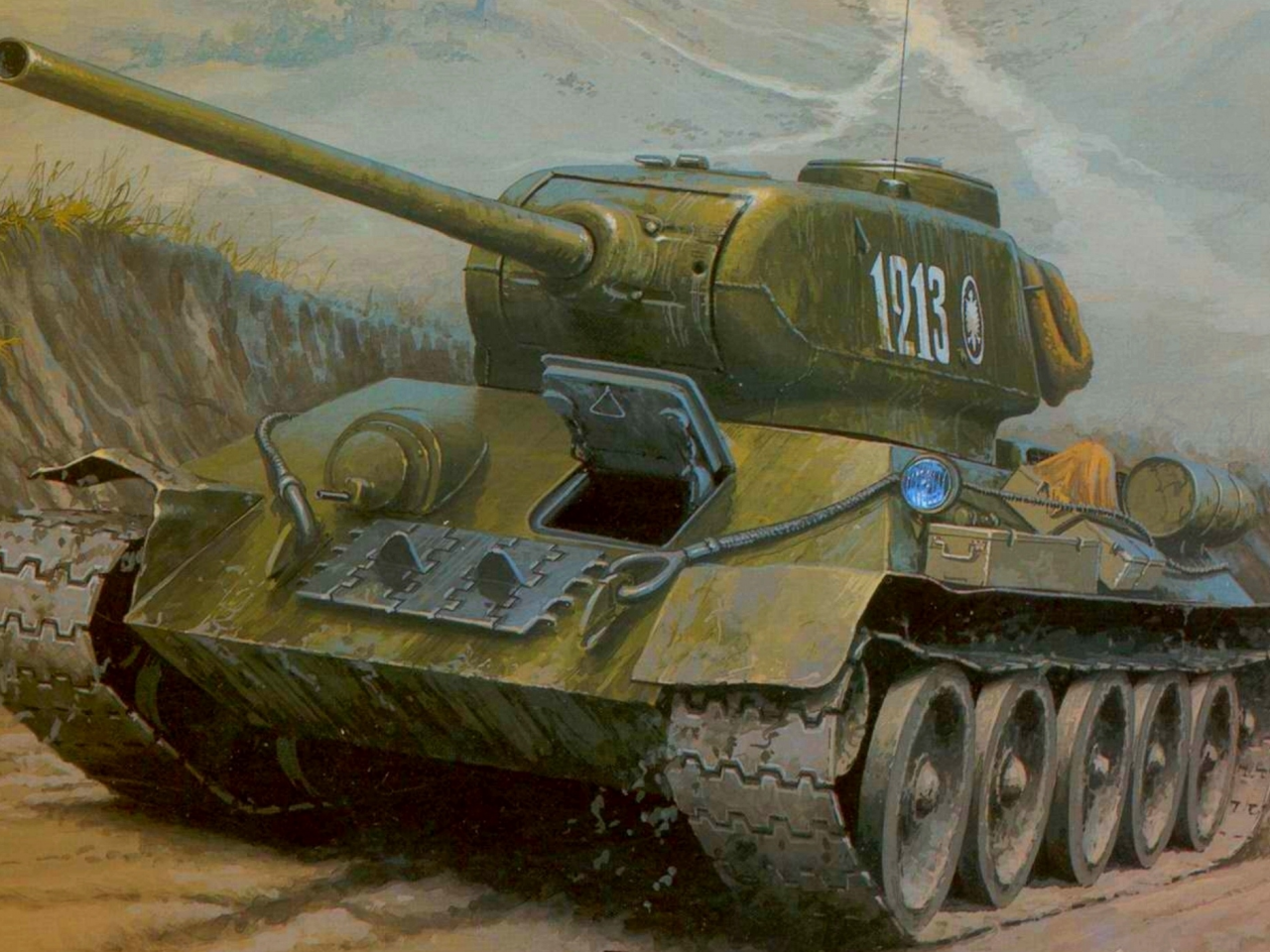 дорога, танк, средний, арт, т-34-85