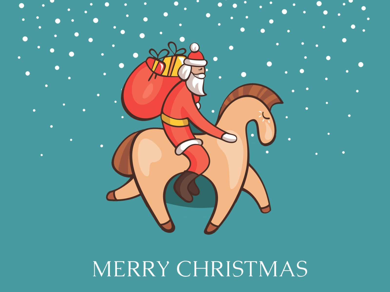 дед мороз, лошадка, снег, подарки, рождество, новый год