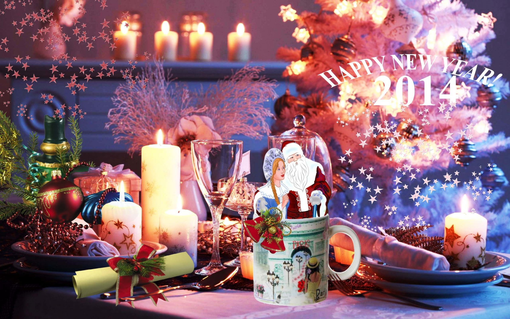 gift and home, новым годом, стол, кружка, 2014, дед мороз, париж