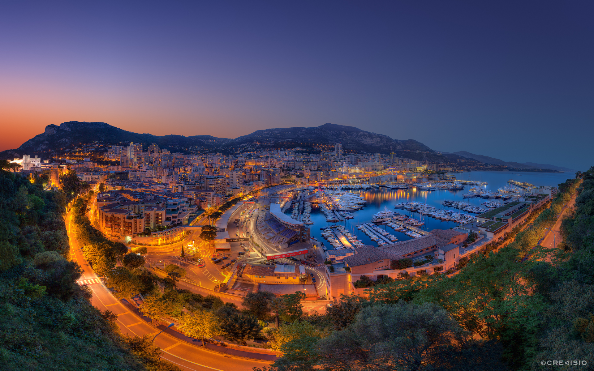 the port hercule, the principality, город, бухта, monte-carlo, вечер, fever, monaco