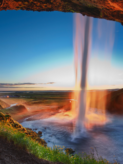 seljalandsfoss, водопад, исландия, селйяландсфосс, вечер