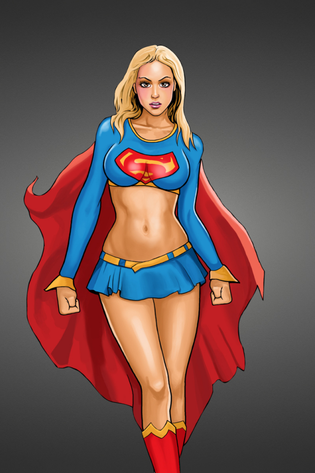 supergirl, супердевушка, темноватый фон, красный плащ