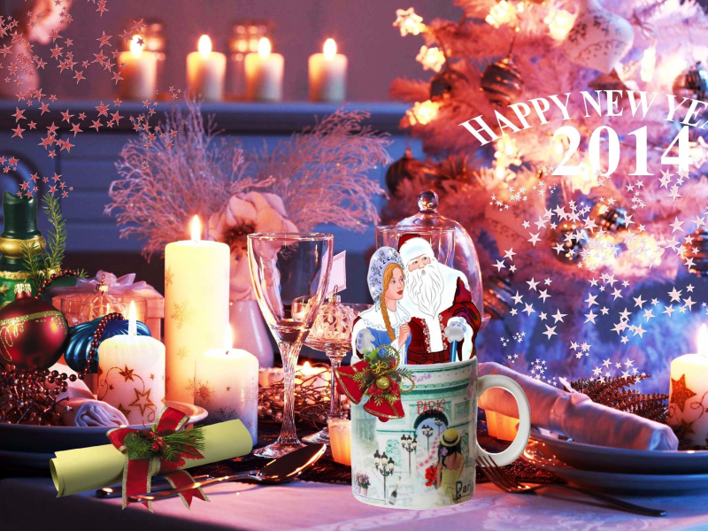 gift and home, новым годом, стол, кружка, 2014, дед мороз, париж