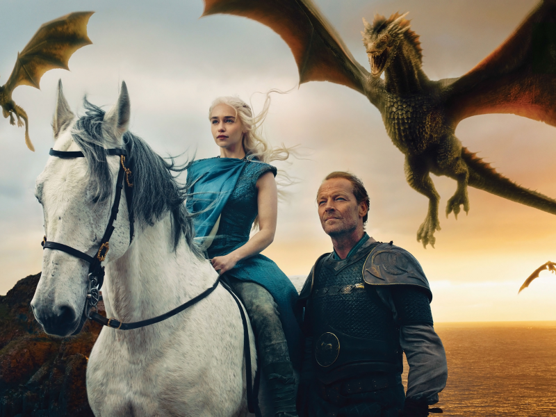 драконы, game of thrones, daenerys targaryen, jorah mormont, iain glen, emilia clarke