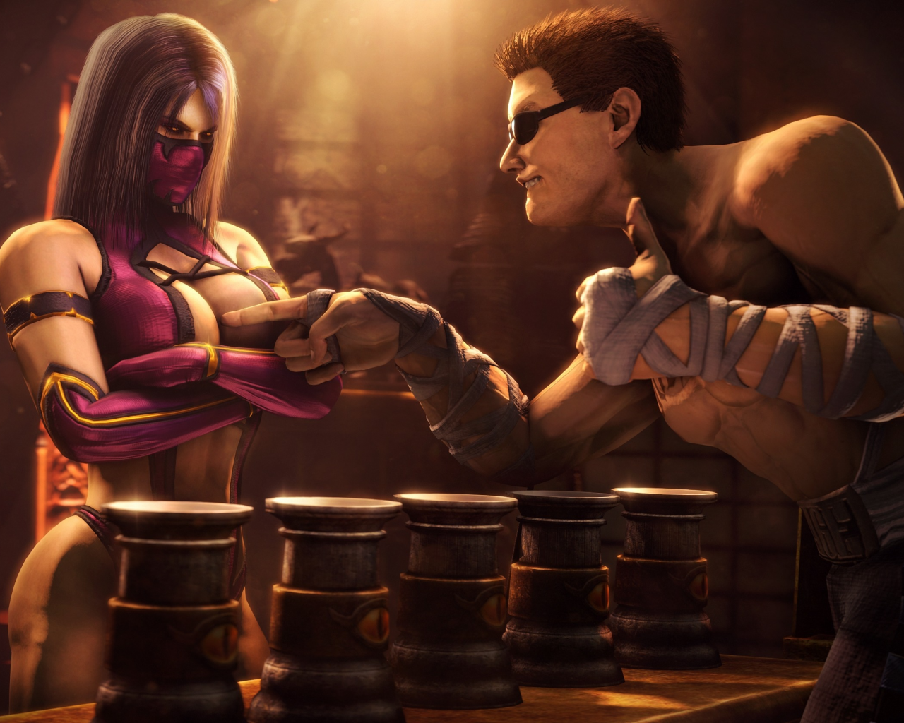 johnny cage, mortal kombat, mileena