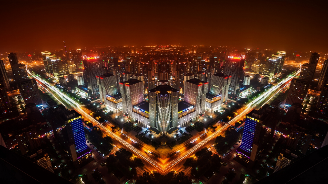 ночной город, панорама, beijing, пекин, китай, china