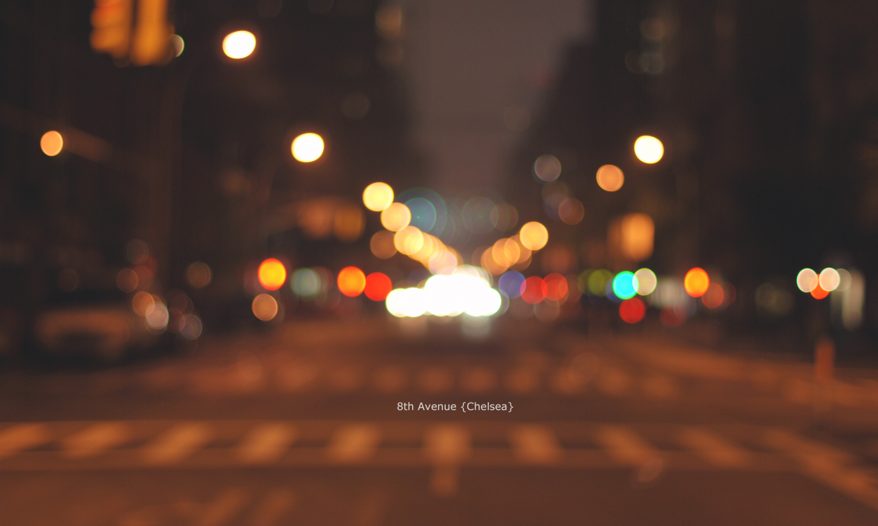 chelsea, night, new-york, bokeh, manhattan, lights, blur