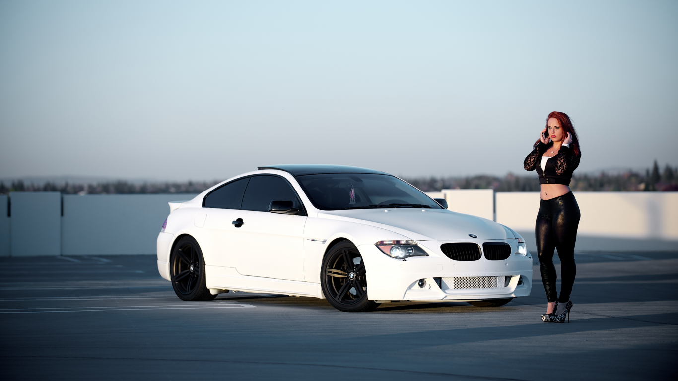 девушка, m6, e63, girl, белый, спортивное, купе, white, bmw, бмв