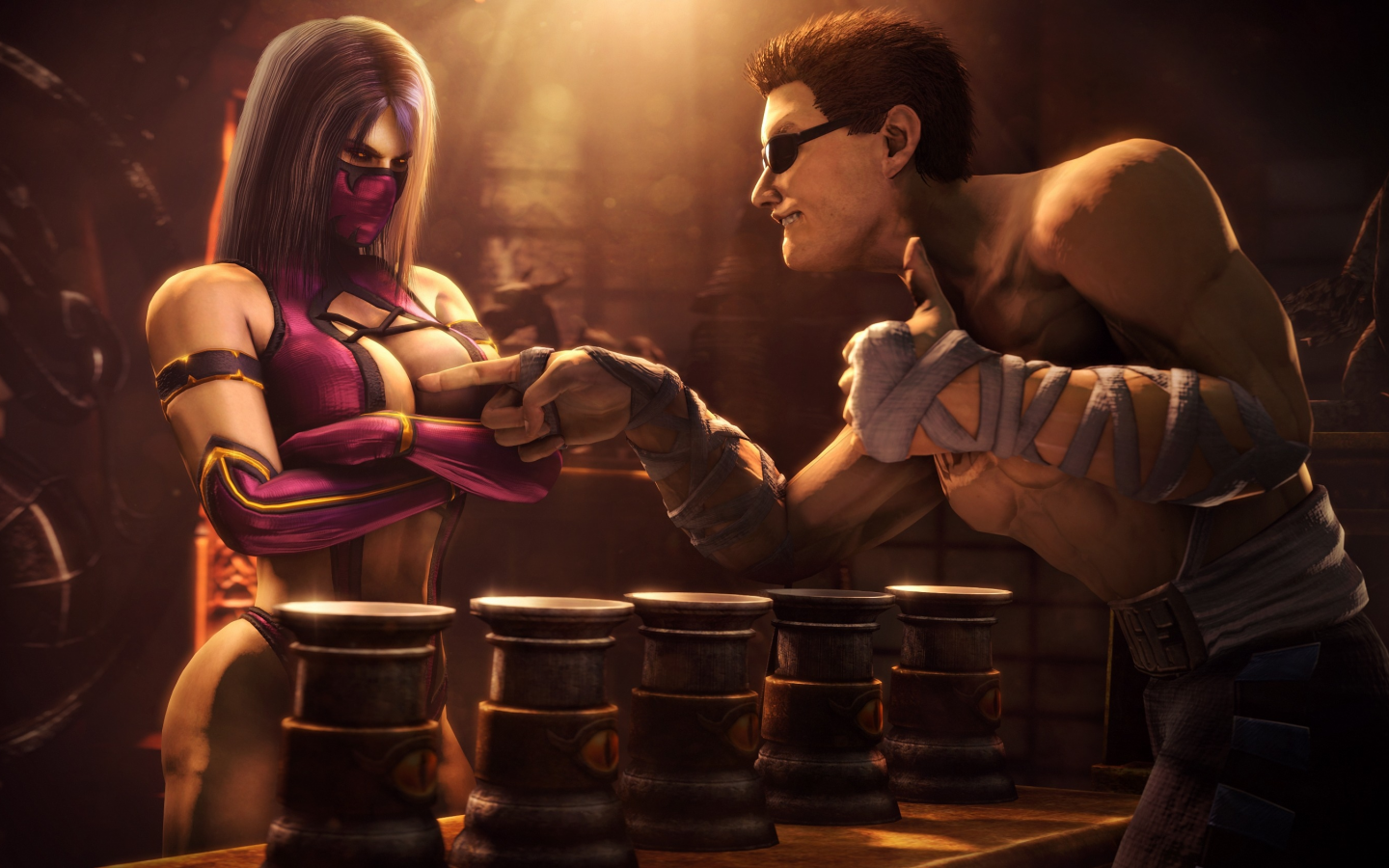 johnny cage, mortal kombat, mileena