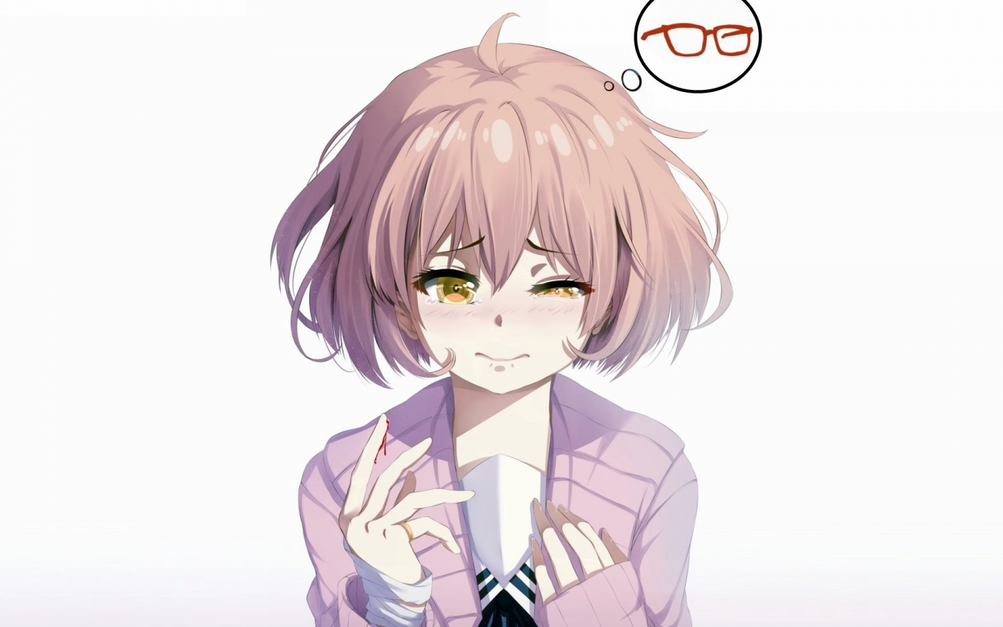 девушка, очки, kyoukai no kanata, kuriyama mirai, за гранью, anime, art