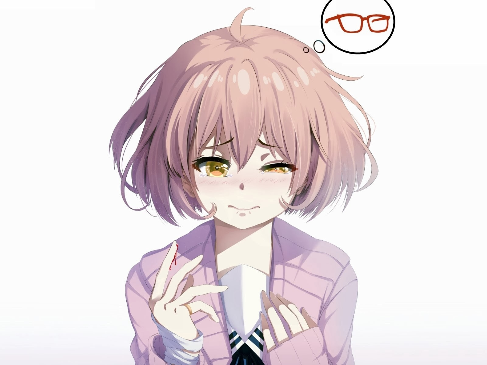 девушка, очки, kyoukai no kanata, kuriyama mirai, за гранью, anime, art