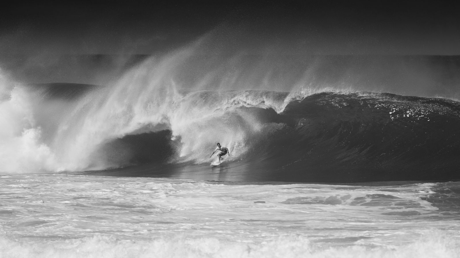 cерфигист, oahu, волна, hawaii, north shore, черно-белое фото, океан