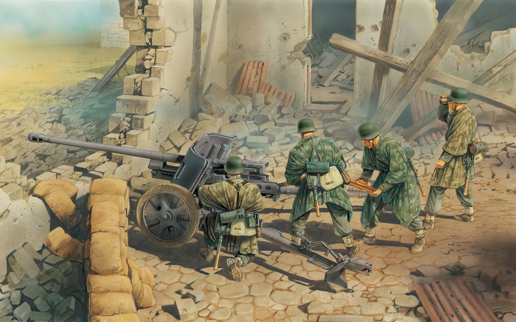 противотанковая, пушка, пак-38, немецкая, война, арт