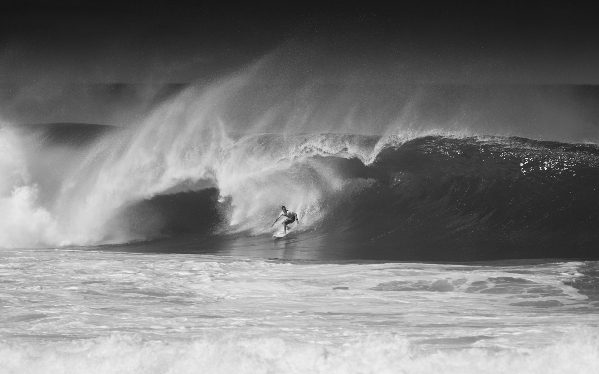 cерфигист, oahu, волна, hawaii, north shore, черно-белое фото, океан