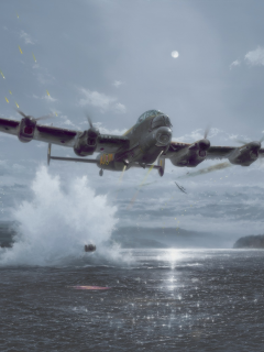 ww2, british aircraft, lancaster bomber, dambusters, painting, war, drawing, art