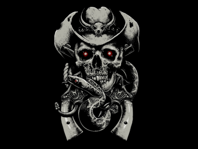 череп, револьверы, змея, страх, skull, шляпа, фон